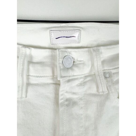 MOTHER Sz 24 The Insider Crop Step Fray Fairest White Straight Leg Jeans - Picture 5 of 11